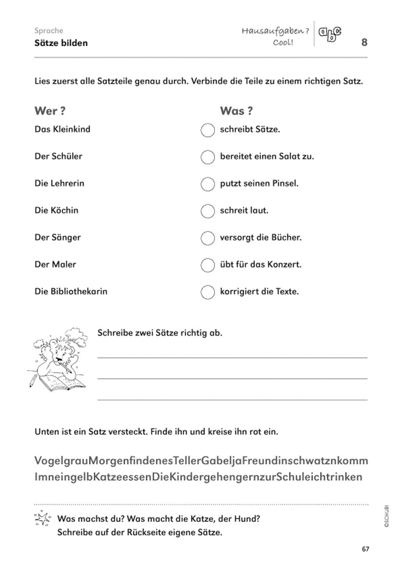 Hausaufgaben? Cool!, Kopiervorlagen, 2. Klasse