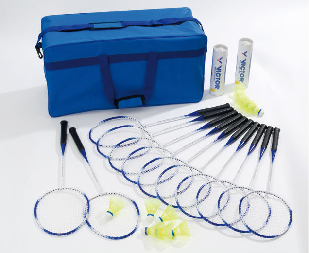 Badminton-Schulset Plus mit Tasche, 12 Schläger, 12 Bälle mittel