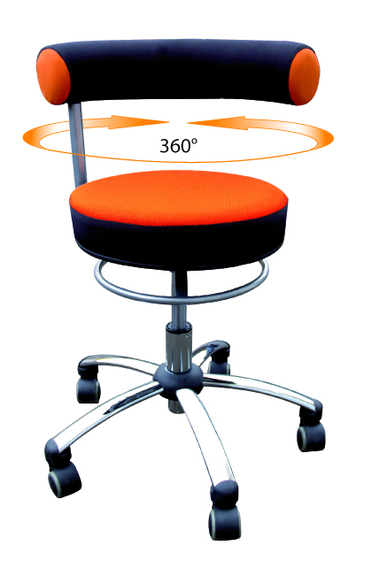 Sanus Gesundheitsstuhl 36-43 cm mit höhenverstellbarer Lehne, Kunstleder rot/schwarz, mit Rollstopp