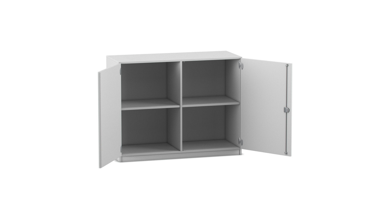 Flexeo® Unterschrank, grau, 99,1x126,4x60 cm, 4 Fächer, Schließart Schloss