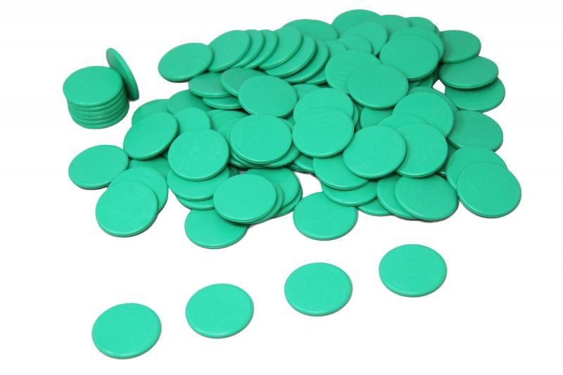 Spielchips grün, 100 Stück aus RE-Plastic