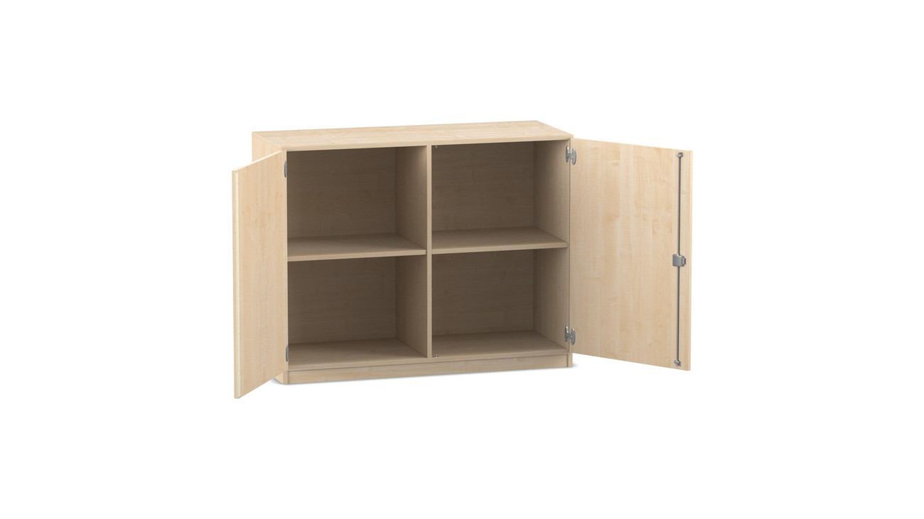Flexeo® Unterschrank Ahorn honig, 99,1x126,4x40 cm, 4 Fächer, Schließart Bogengriff mit Schloss