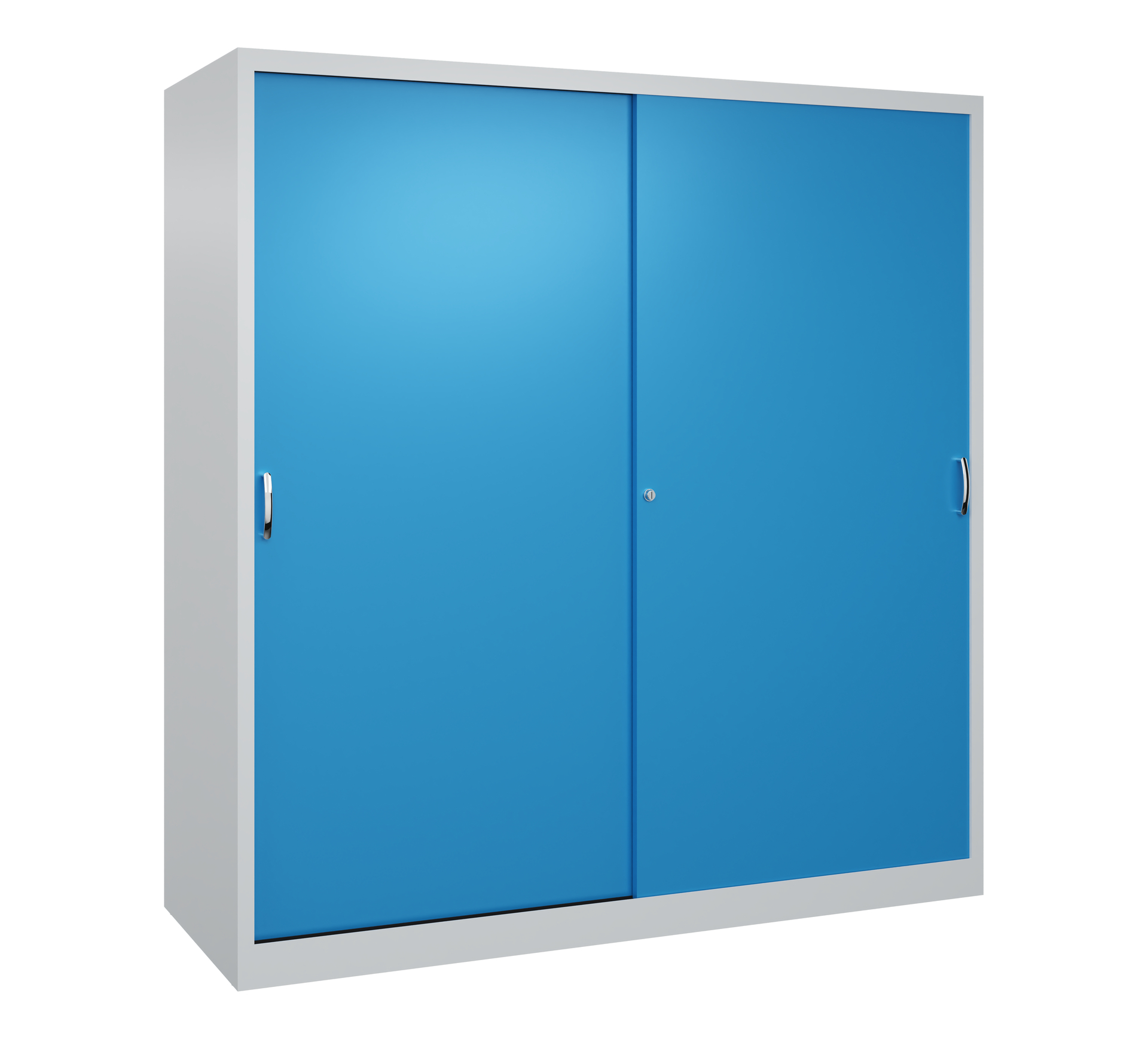 C+P Sportgeräteschrank, 1950x1900x600mm, Korpus RAL 7035 Lichtgrau, Front RAL 5012 Lichtblau