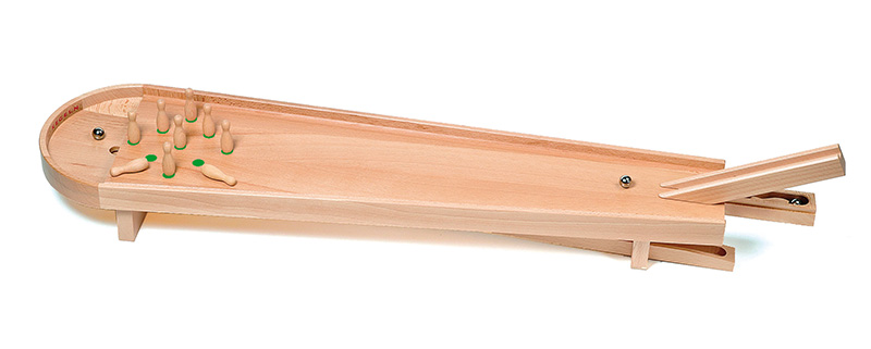 Tischkegelbahn, aus Buchenholz, 86 cm lang, ab 4 Jahre