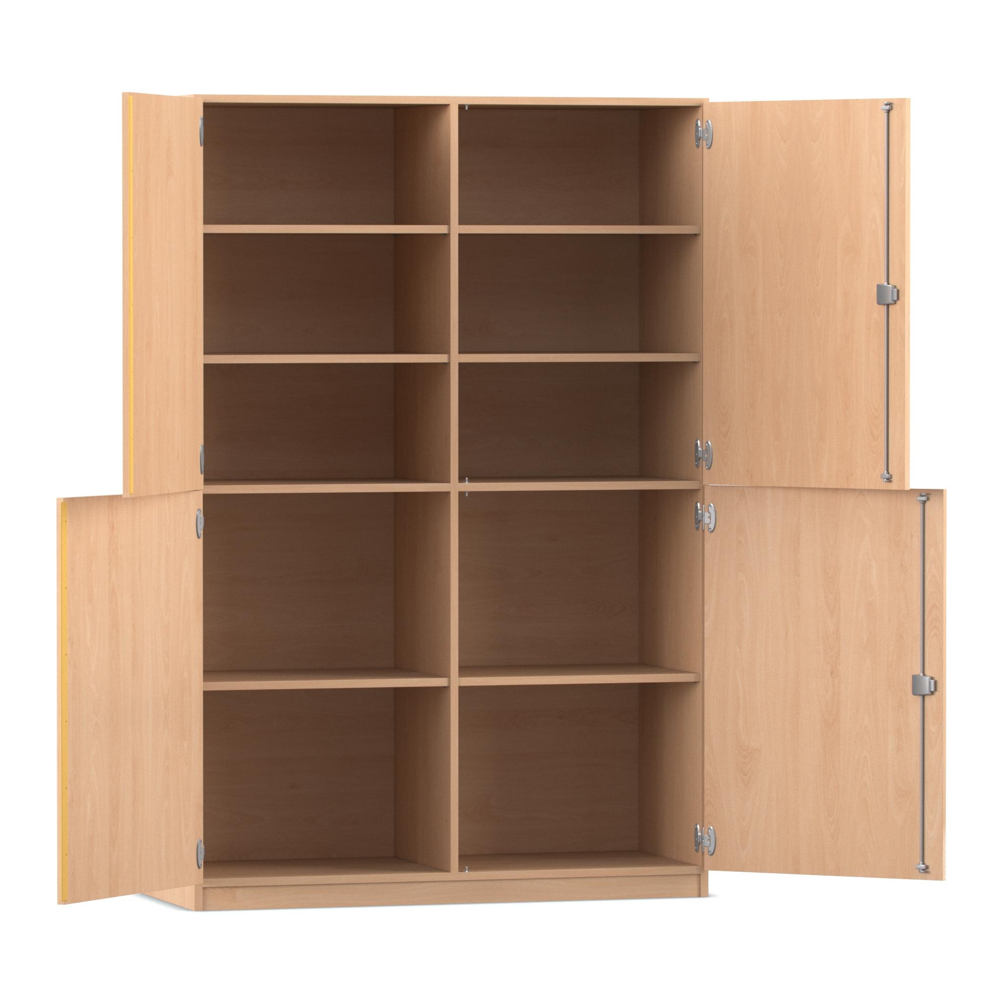 Flexeo® Halbtürenschrank mit 10 Fächern und 4 Halbtüren, Buche hell, Tiefe 60 cm