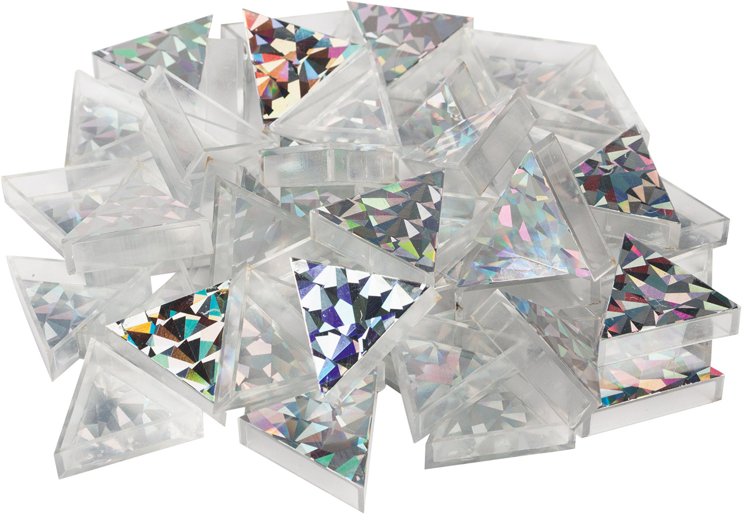 Kleinkinder-Riesen-Prismo Dreiecke 100 Stück Glitzer Gold und Silber transparent