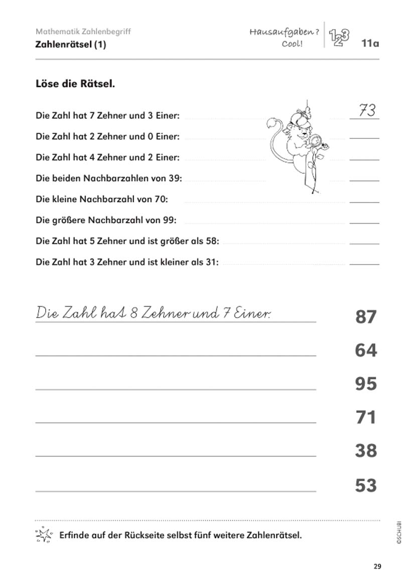 Hausaufgaben? Cool!, Kopiervorlagen, 2. Klasse