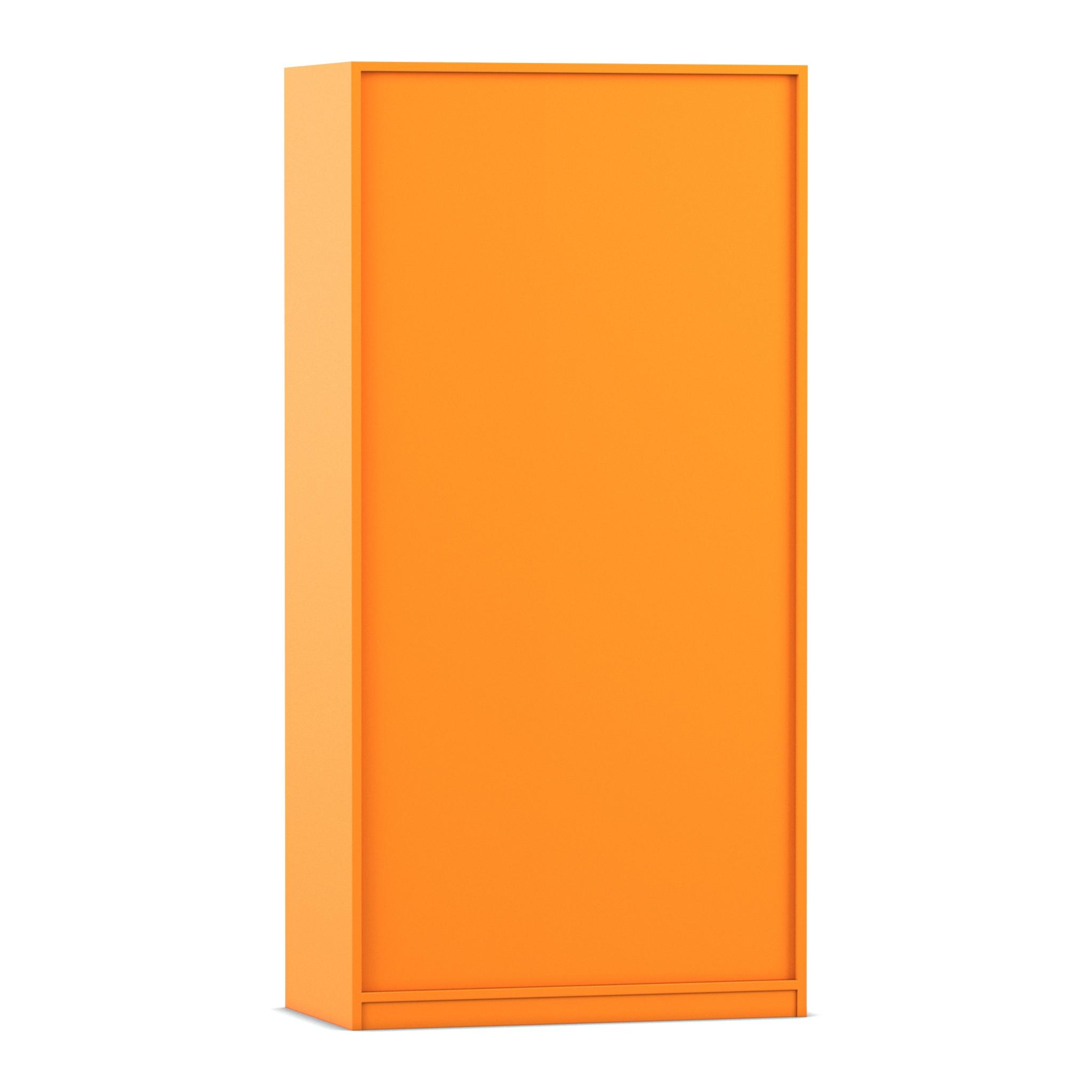 Flexeo® Schiebetürenschrank, Dekor Orange, 6 Fächer, 2 Türen unten, Schloss, 58cm tief