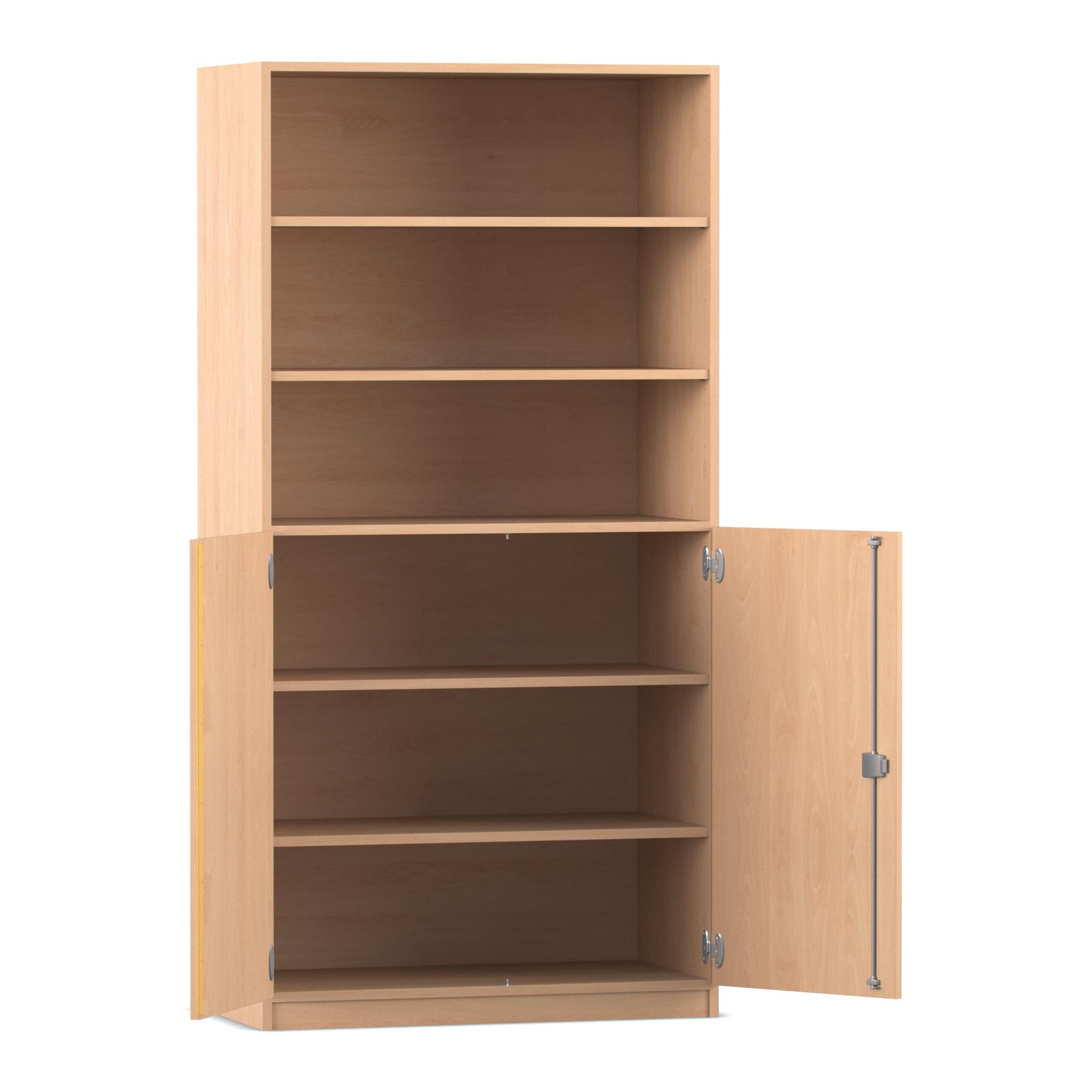 Flexeo® Halbtürenschrank, Buche hell mit 6 Fächern und 2 Halbtüren, HxBxT: 190 x 94,4 x 50 cm, Schloss