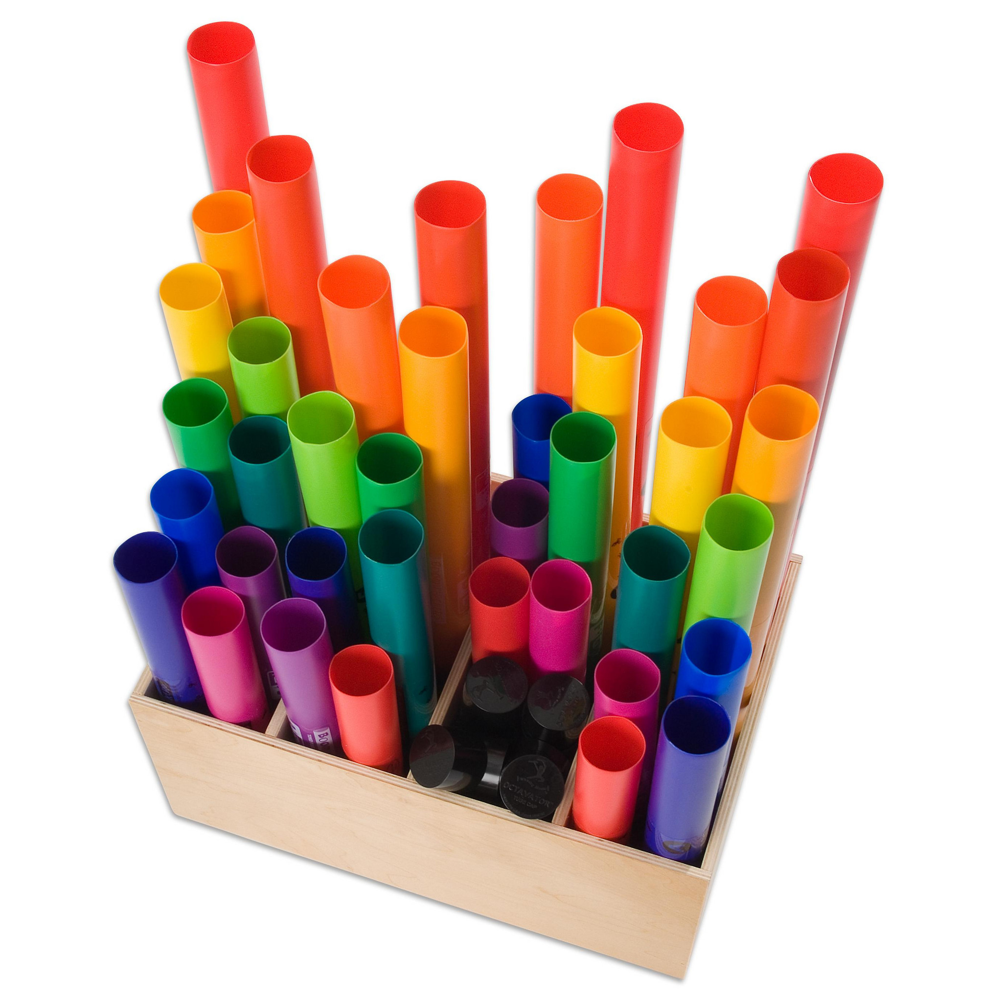 Boomwhackers®, Klassensatz in Aufbewahrungsbox, Set mit 39 Röhren, inkl. 8 Octavator-Caps