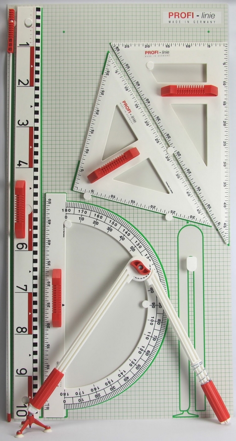 Tafelzeichengeräte Satz IV Magneto mit Vollmagnetstreifen aus RE-Plastic° PROFI-linie (165102.M00)