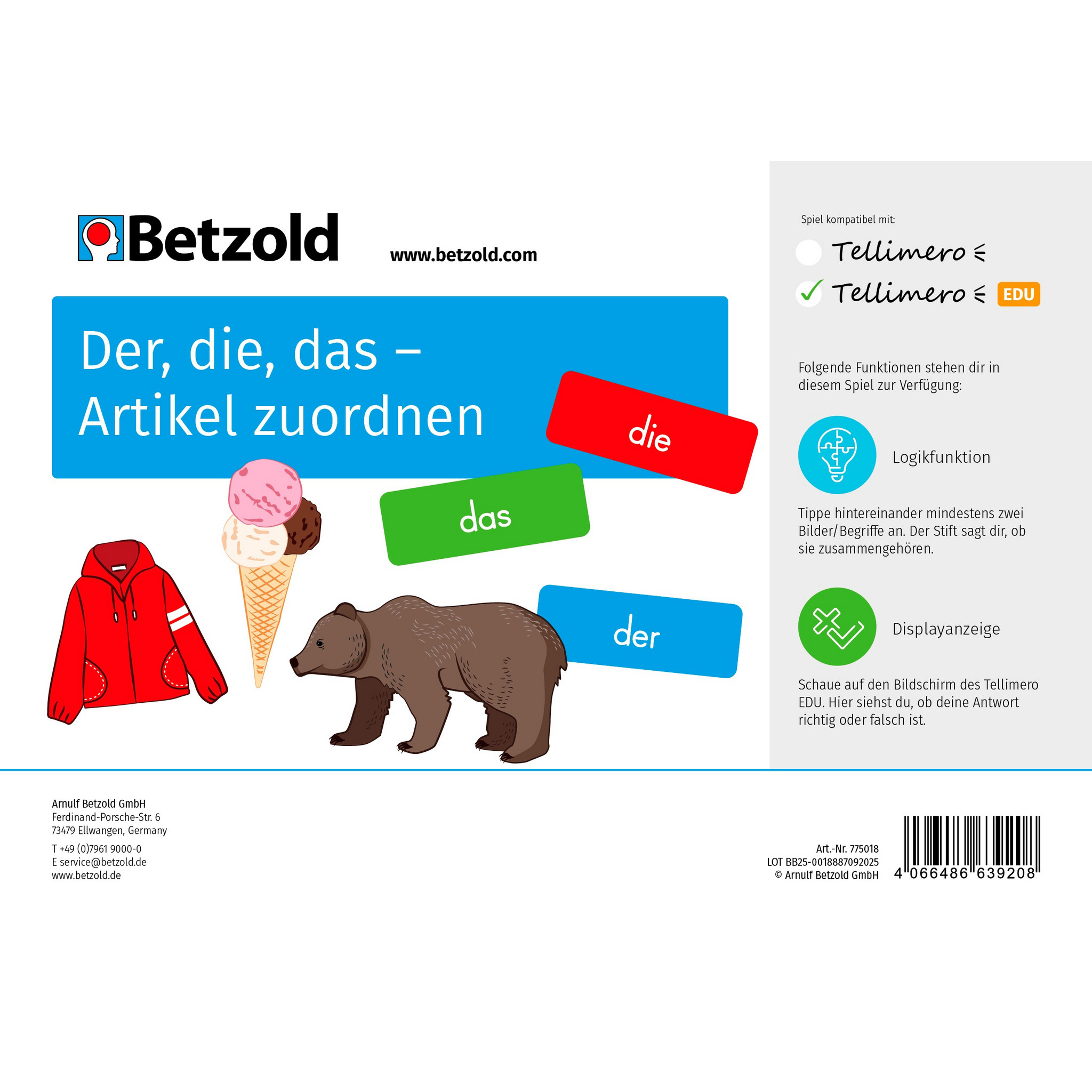 Tellimero EDU Lernkarten ?Artikel zuordnen?