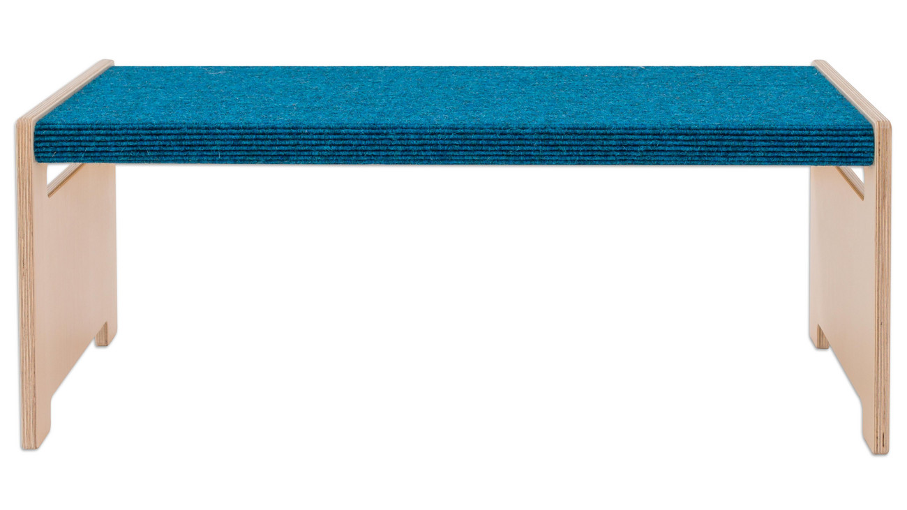 Rechteckbank mit Teppich petrol, 31 cm hoch