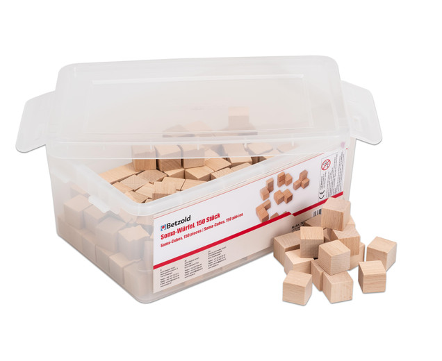 Holzwürfel, natur, 150 Stück, in Stapelbox, 3-13 Jahre