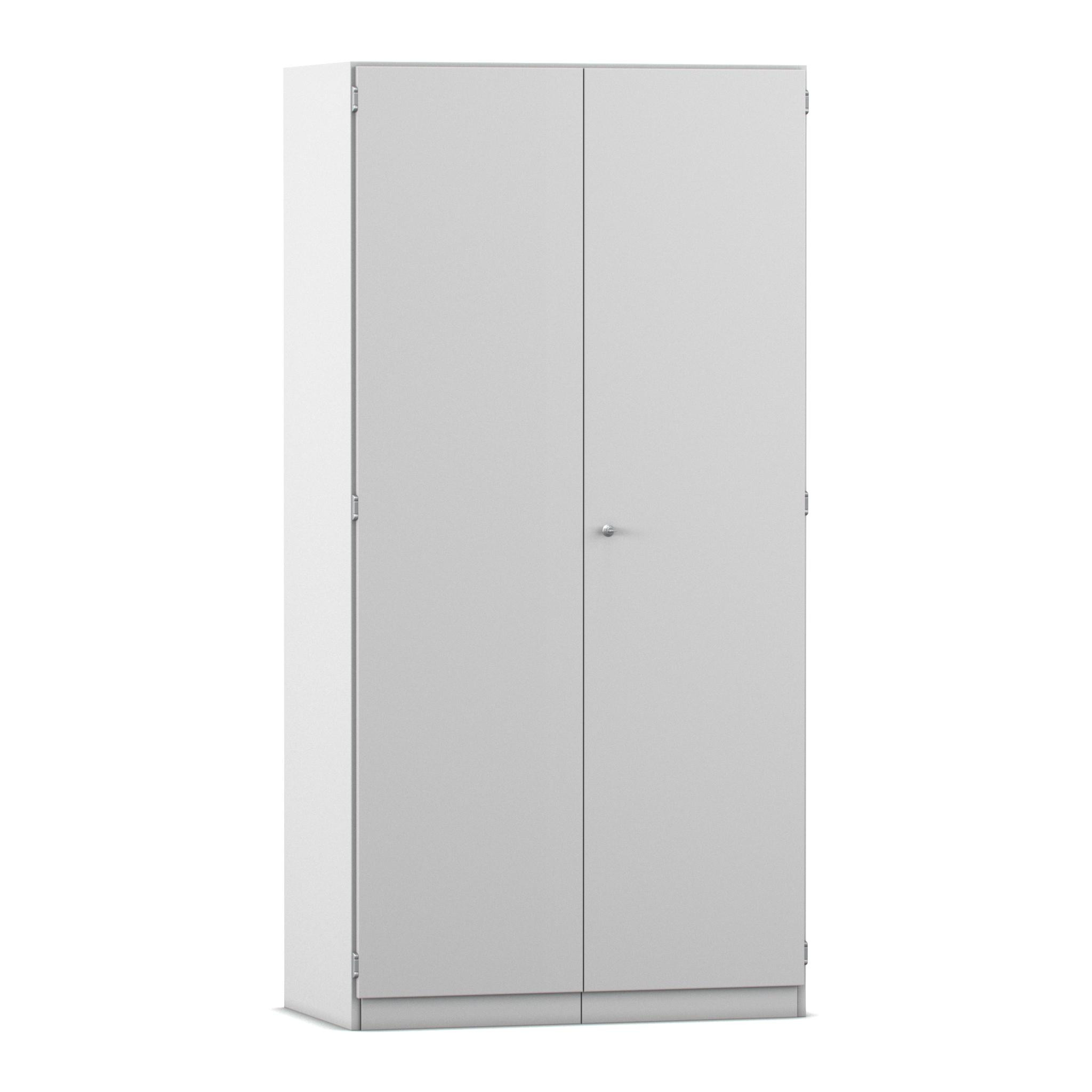Flexeo® Garagenschrank PRO, Dekor grau, HxBxT: 190 x 94,4 x 60 cm, 2 Rollcontainer, 8 Boxen Gr. S und M, dunkelgrün/hellgrün, Bogengriff mit Schloss