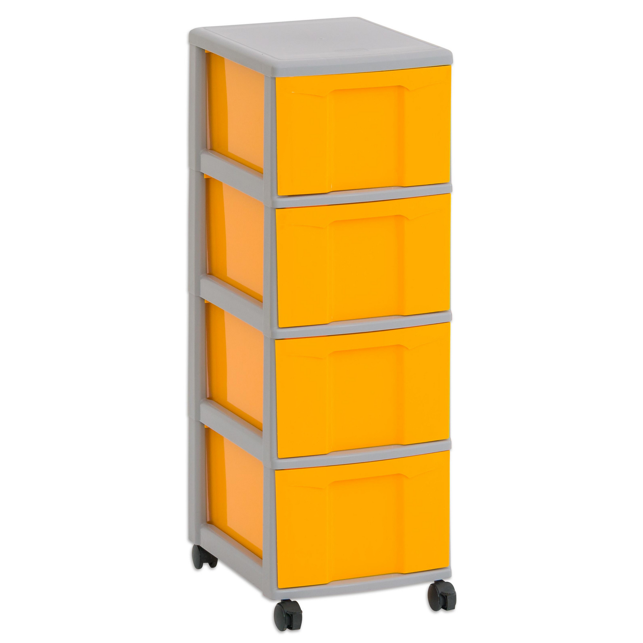 Flexeo Rollcontainer, HxBxT: 86 x 3 x 38 cm, mit 4 großen Boxen gelb