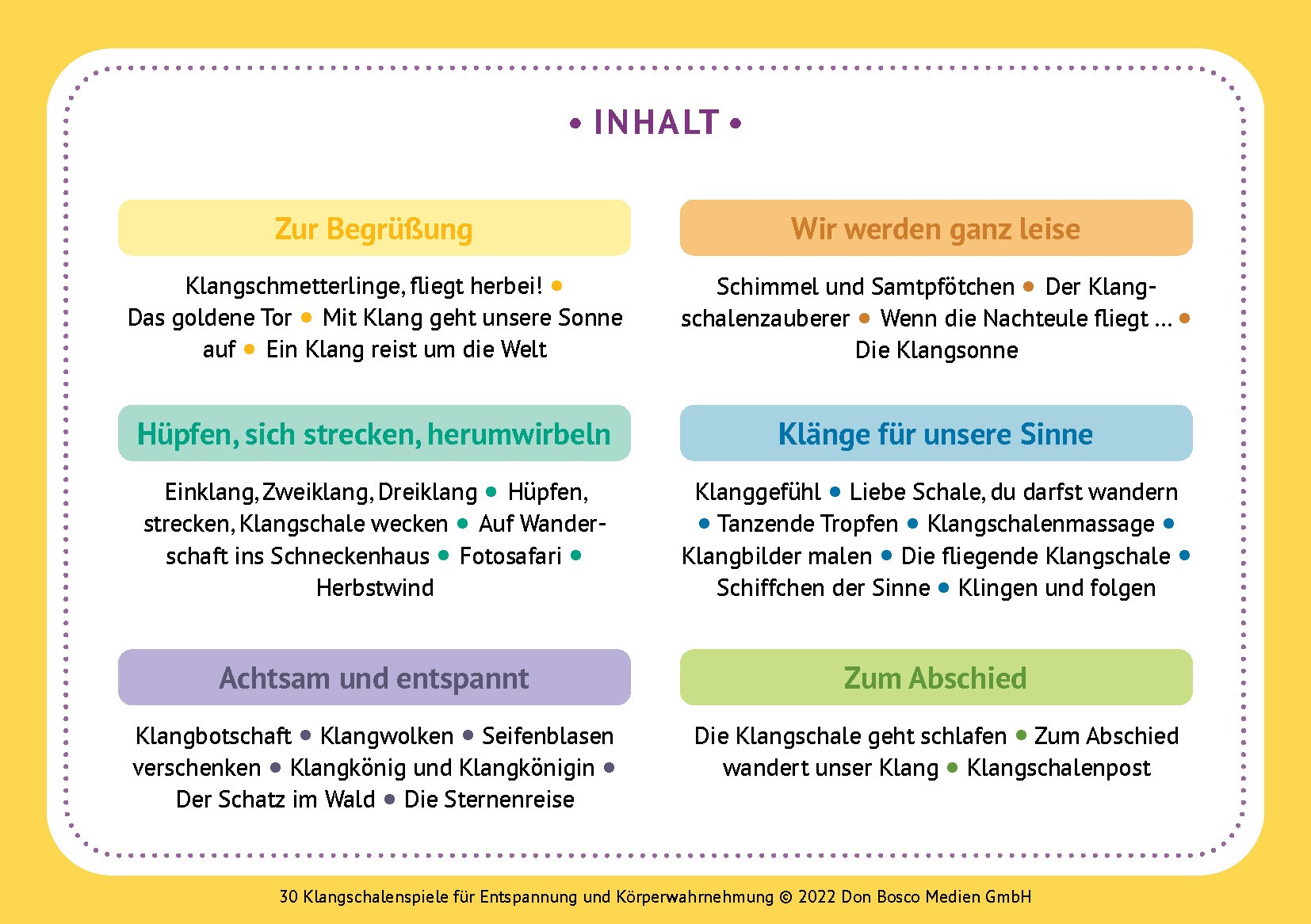 30 Klangschalenspiele für Entspannung und Körperwahrnehmung, 4-10 Jahre