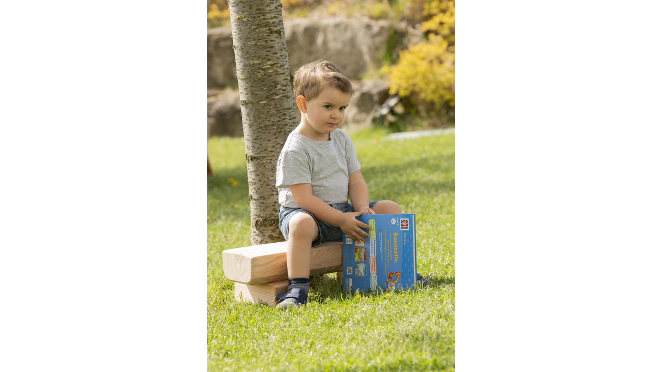 Kleine Sitzbank für Kinder "Stammplätzchen Horsti", aus Holz, 17,5 x 55 x 20 cm