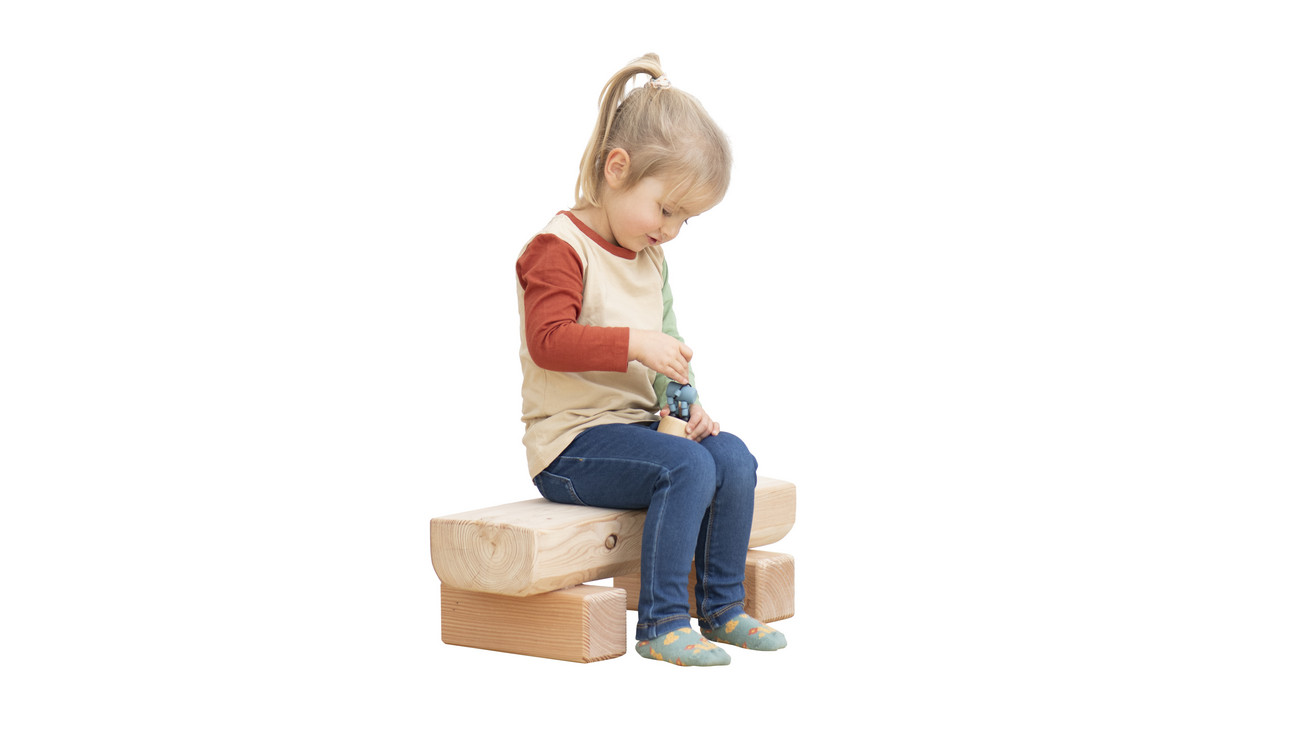 Kleine Sitzbank für Kinder "Stammplätzchen Horsti", aus Holz, 17,5 x 55 x 20 cm