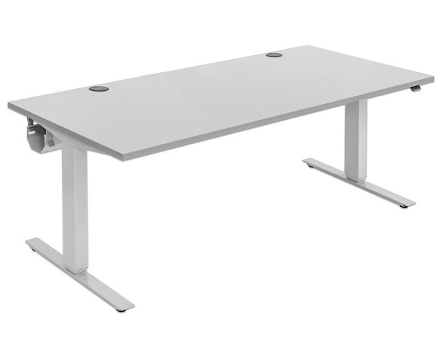 Flexeo® Schreibtisch 180 x 80 cm, elektrisch höhenverstellbar 63 bis 129 cm, weiß,