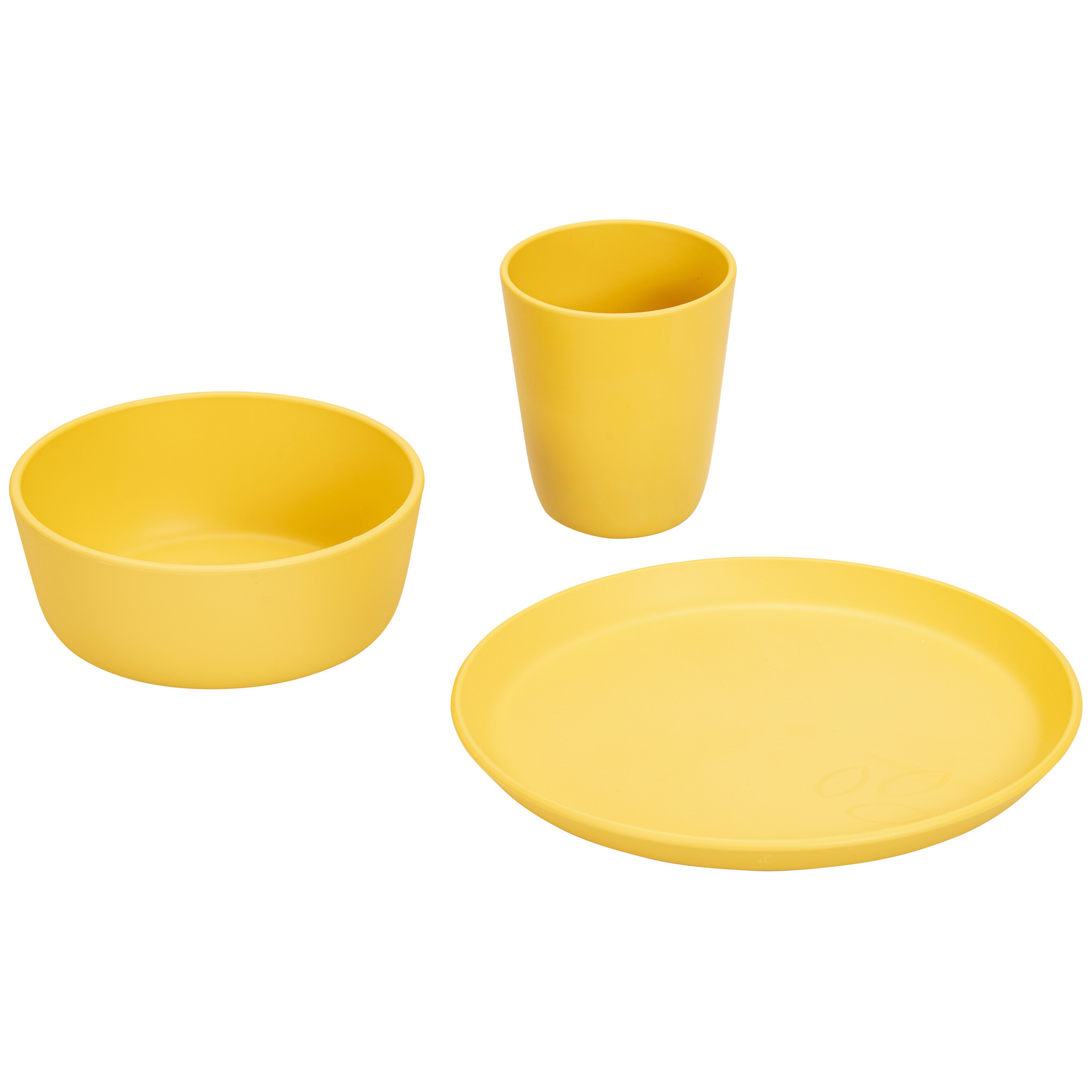 treeNside Kindergeschirr-Set ? Teller, Becher & Schüssel, safrangelb