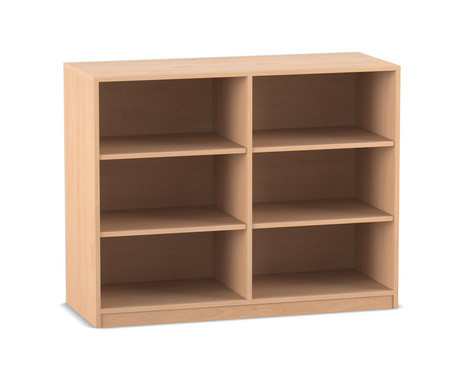 Flexeo® Regal, Buche hell, 2 Reihen, 6 Fächer, HxBxT: 99,1 x 126,4 x 38 cm