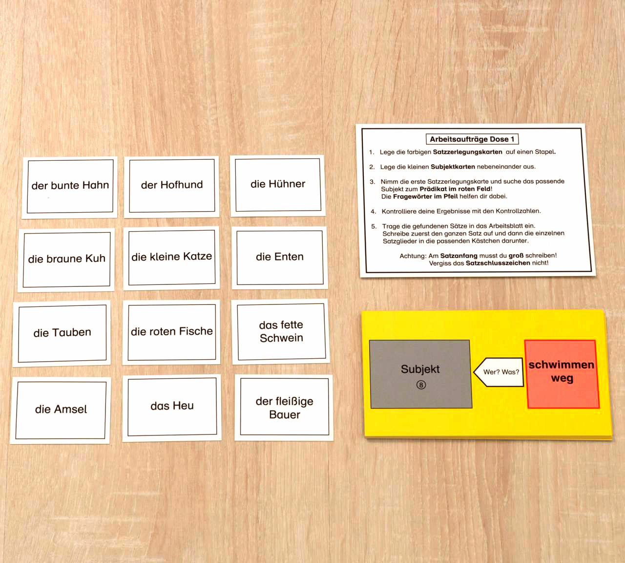 Satzgliedtrainer, Lernmaterial (3 Dosen), ab 3. Klasse