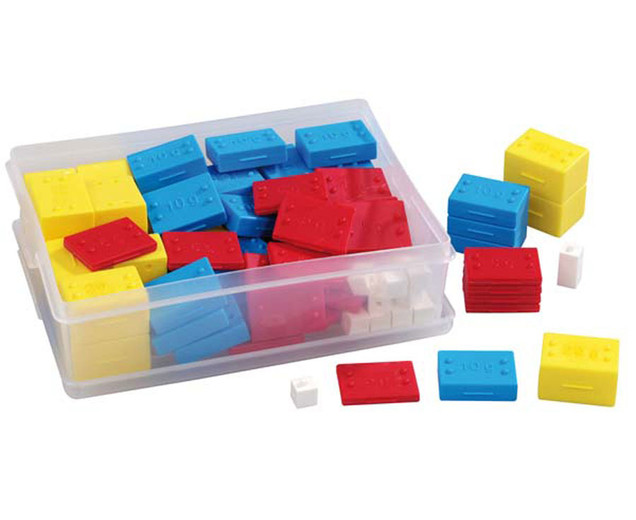 Gewichtsatz aus Kunststoff, 76 stapelbare Gewichte in einer Box, 5-10 Jahre
