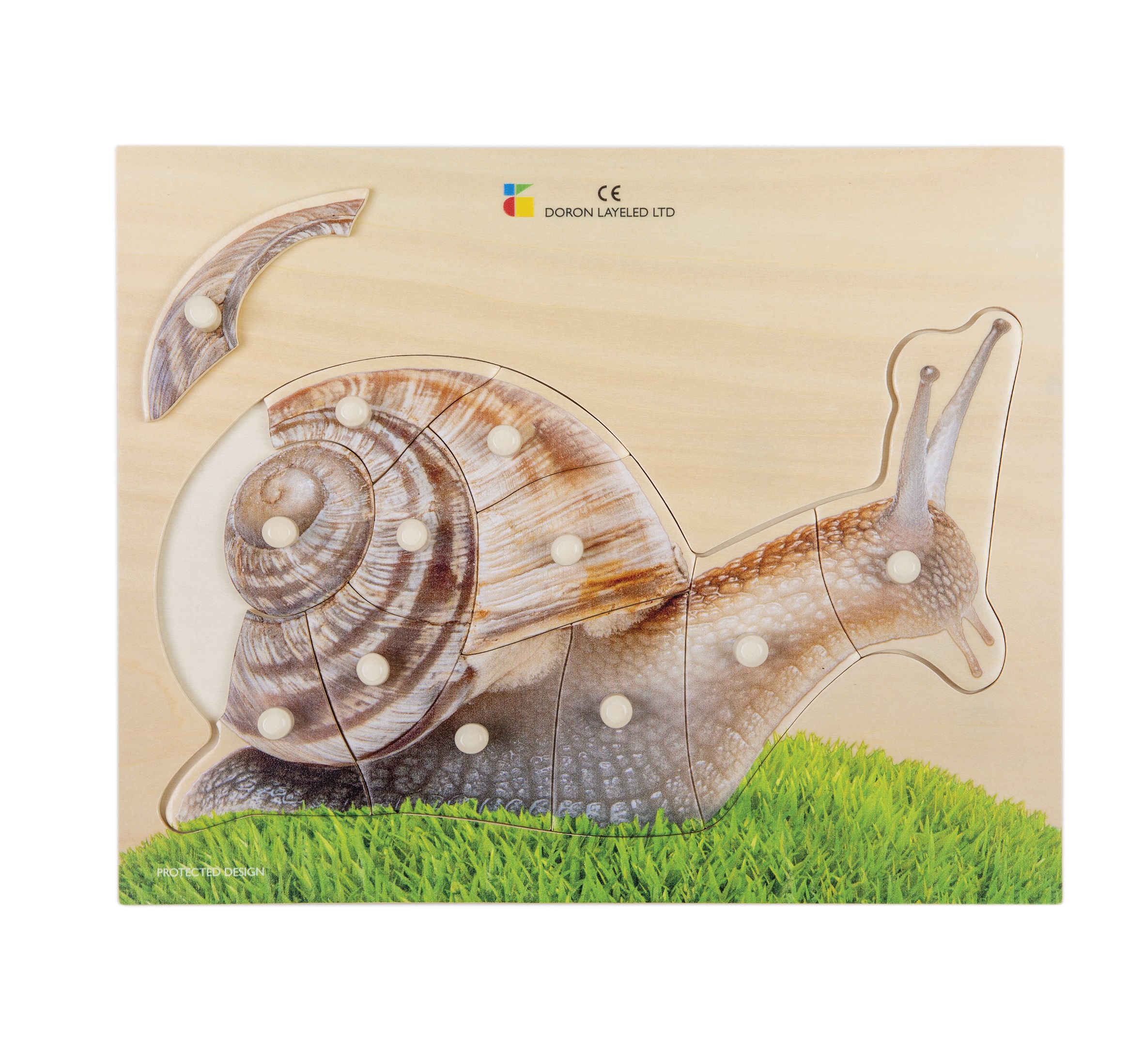 Holz-Puzzle Schnecke realistisch mit großen Griffen, ab 2 Jahre