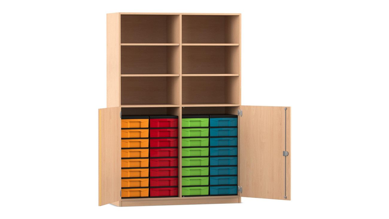 Flexeo Halbtürenschrank, Buche hell, HxBxT: 190x126,4x60 cm, 2 Drehtüren, 6 Fachböden, Dreholive