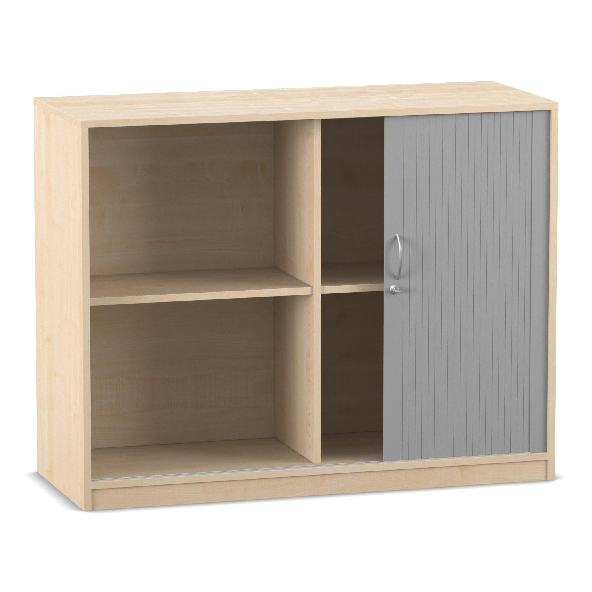 Flexeo Rollladenschrank, Ahorn honig, HxBxT 99,1 x 126,4 x 48 cm, 4 Fächer, Sockel