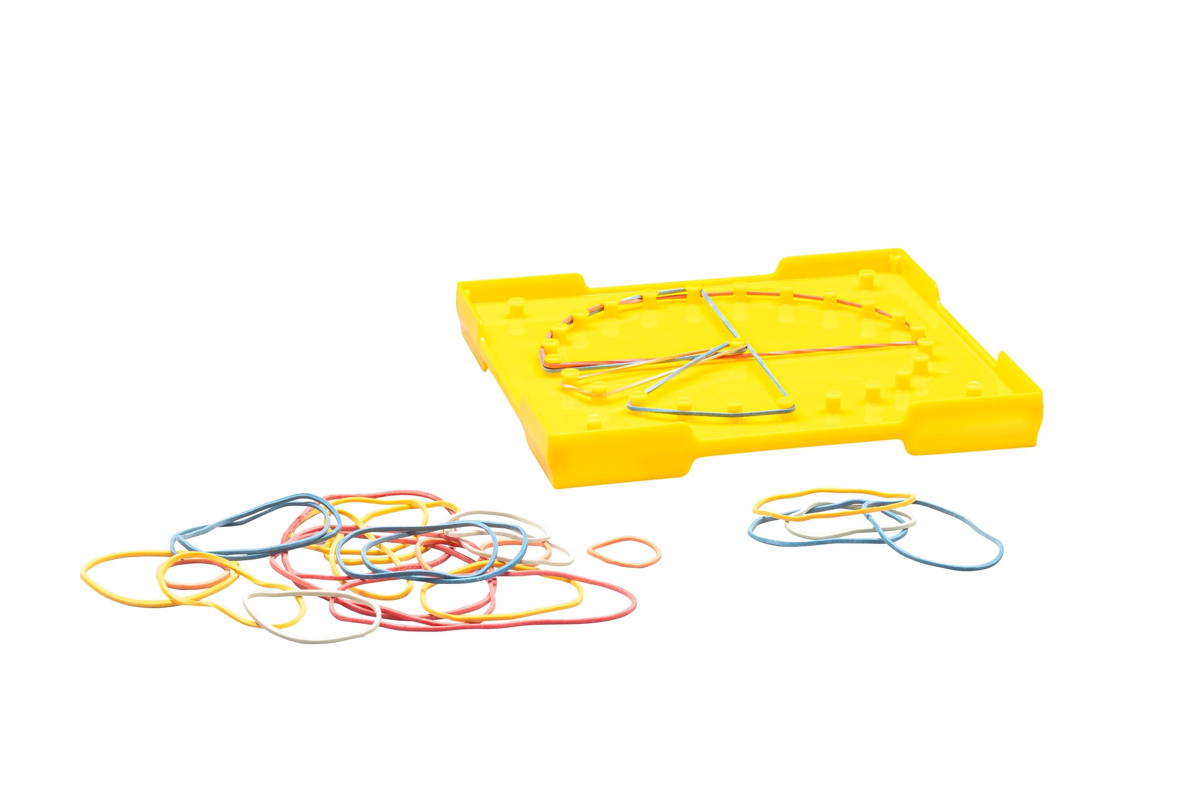Geobrett 5x5 doppelseitig gelb 15 cm, Kreis und Quadrat inkl. Gummiringe