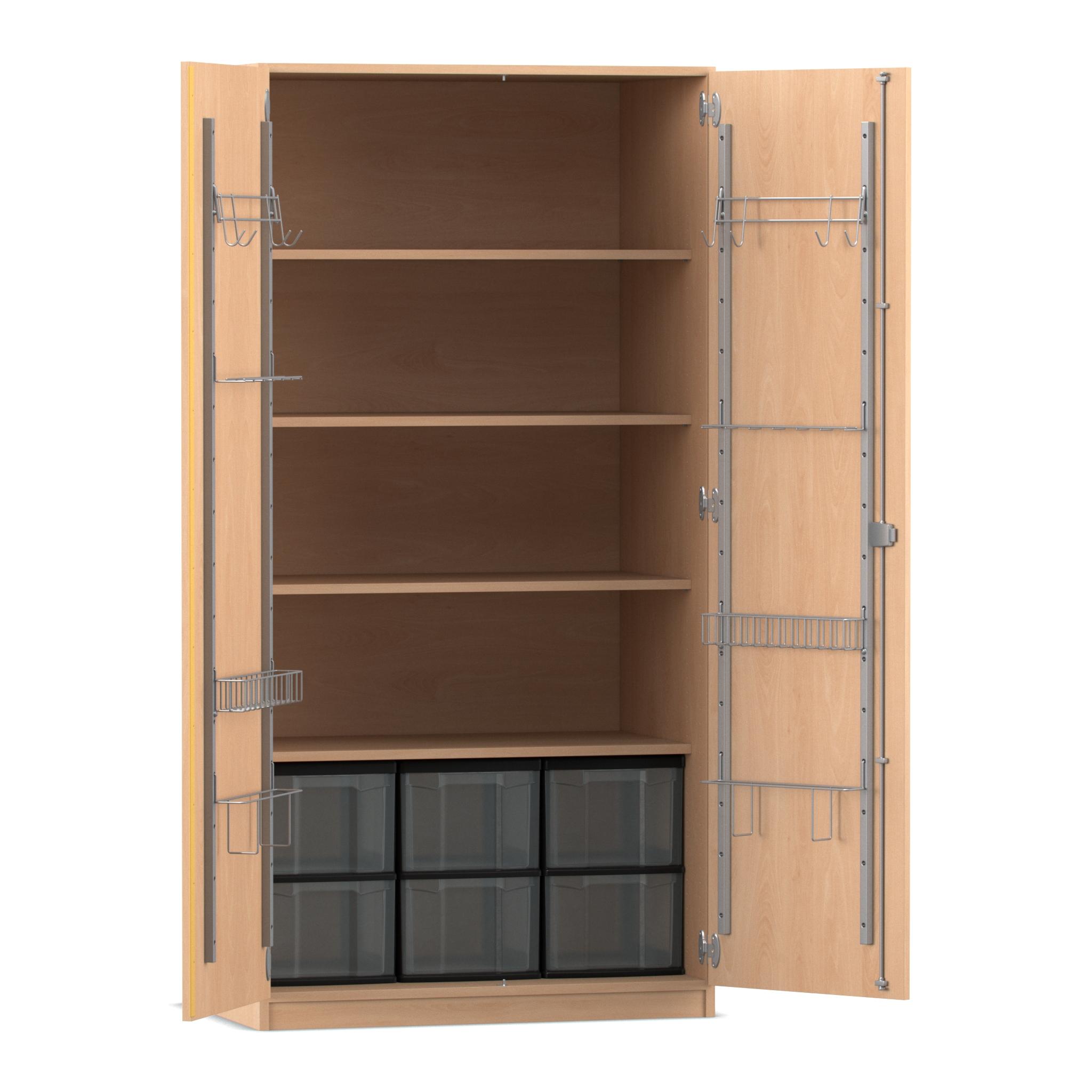 Flexeo Musikschrank, Buche hell, 6 große transparente Boxen HxBxT: 190 x 94,4 x 60 cm