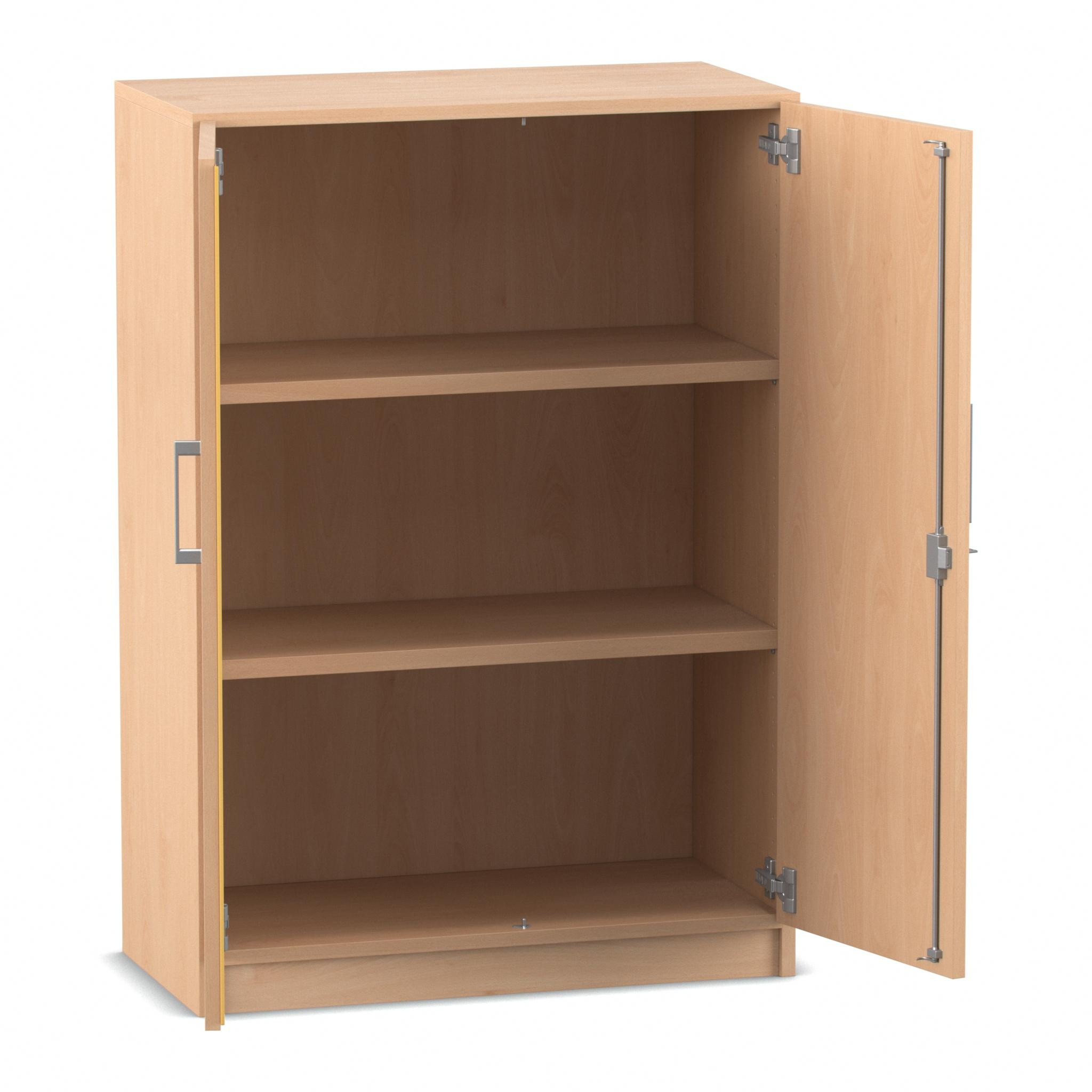 Flexeo Schrank mit Drehtüren, Buche hell, 3 Ordnerhöhen, HxBxT: 115,3x80x42, Bügelgriff eckig mit Schloss
