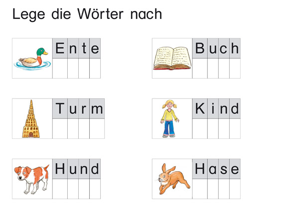 Wörter legen und lesen, 32 Einlegeblätter