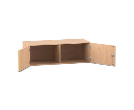 Flexeo Aufsatzschrank, Buche hell, 2 Türen, Anschlag links, H: 41,4 cm B: 126,4 cm T: 60 cm, Bogengriff mit Schloss