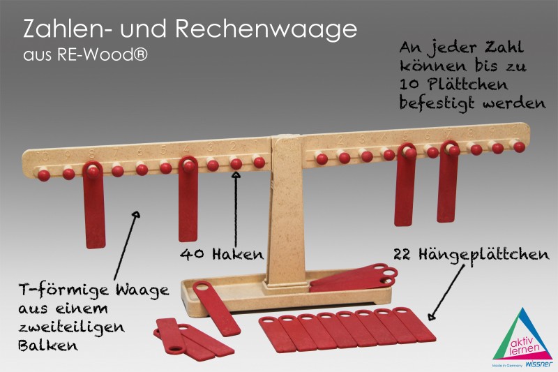Zahlen- und Rechenwaage aus RE-Wood®, ab 6 Jahre