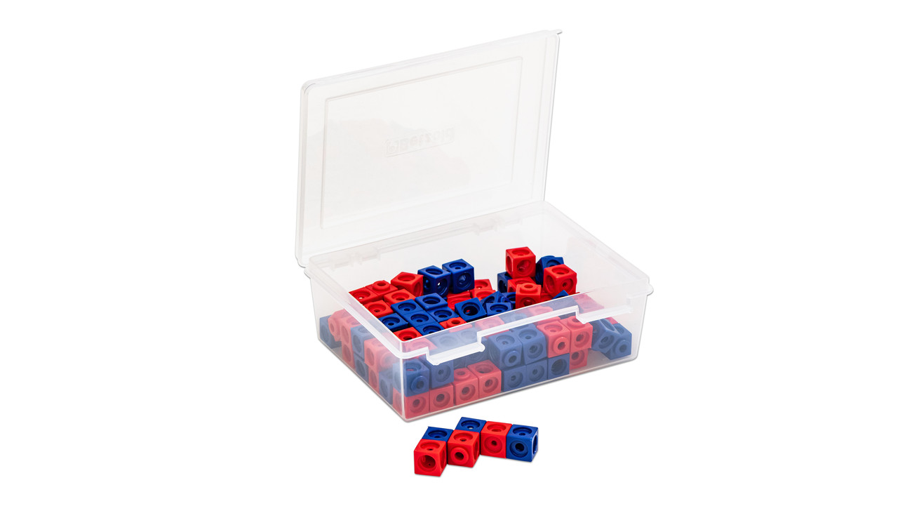 DICK-System Steckwürfel, 100 Stück rot und blau, 17 mm in Kunststoffbox