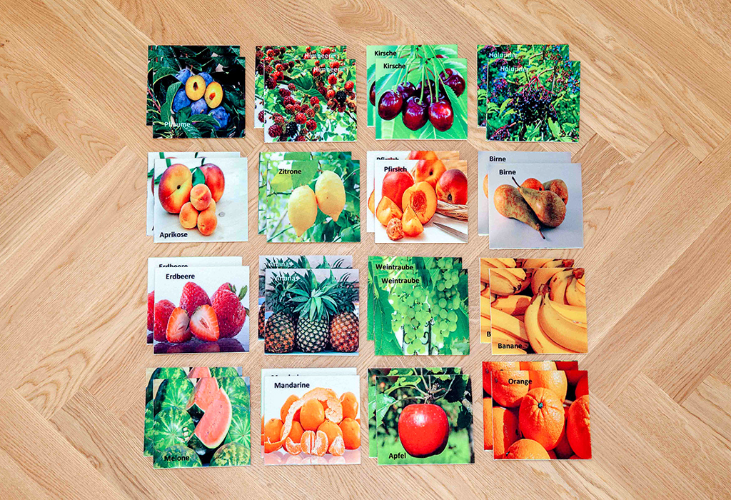 Double Game Obst, Bodenspiel aus Teppichfliesen