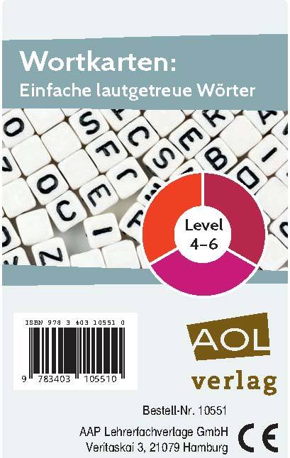 Wortkarten: Einfache lautgetreue Wörter, Level 4-6, 1.-4. Klasse
