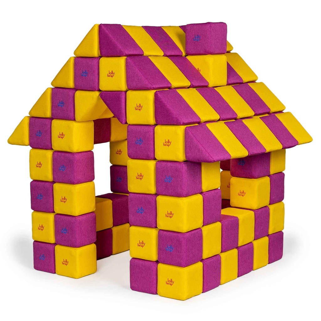 Jolly Heap Set JOY gelb-pink, Riesen-Magnetbausteine