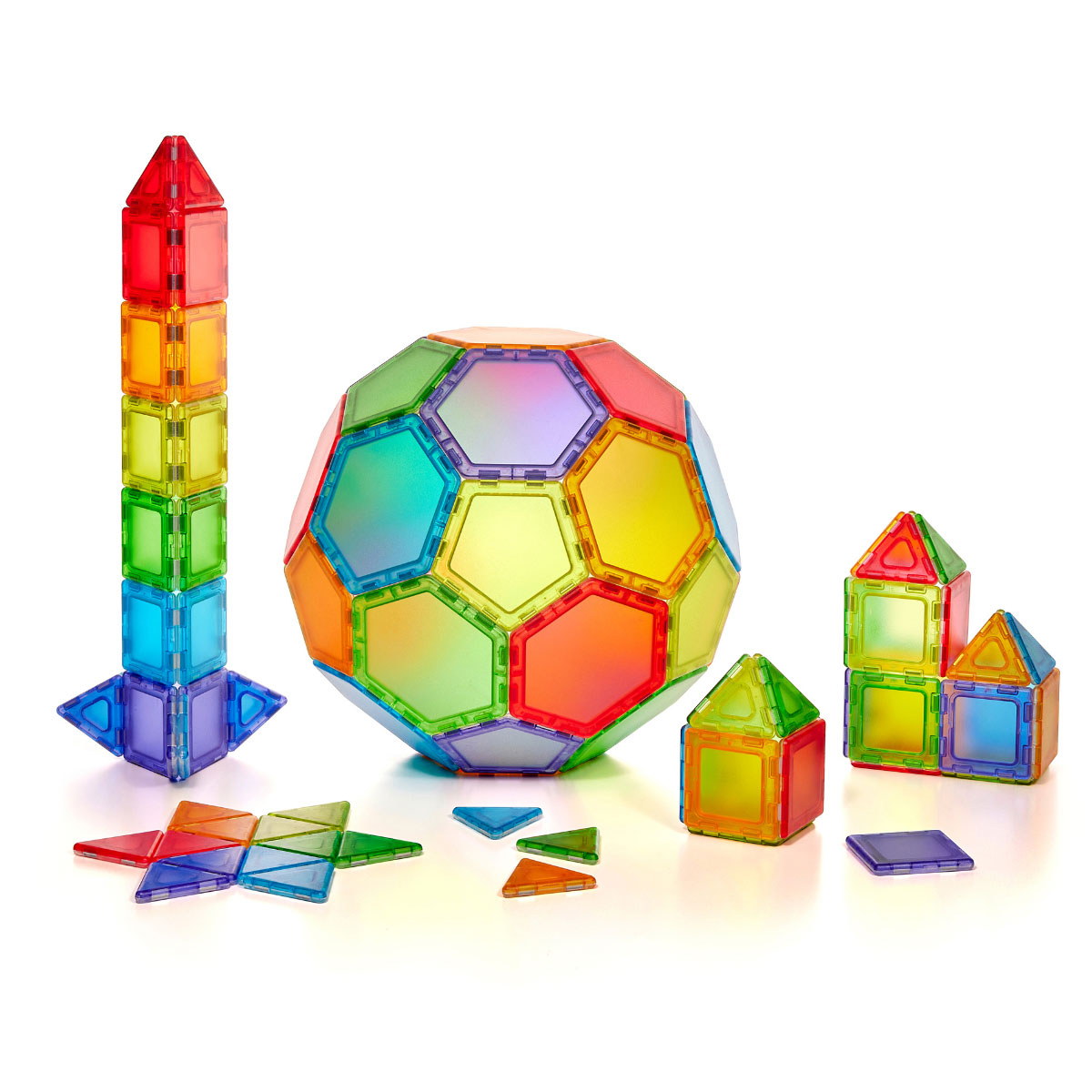 Translucent Solid Magnetic Polydron Grundformen Set, 104 Teile, ab 3 Jahre