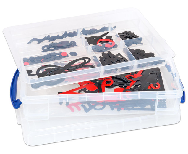 Haft-Notensatz schwarz/rot in Transportbox, magnetisches Tafelmaterial, ab 4 Jahre
