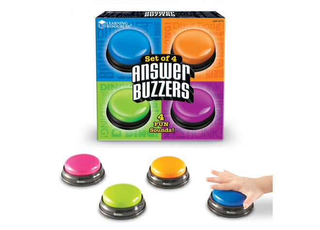 Antwort-Buzzer mit Toneffekt, 4-er Set, ab 6 Jahre