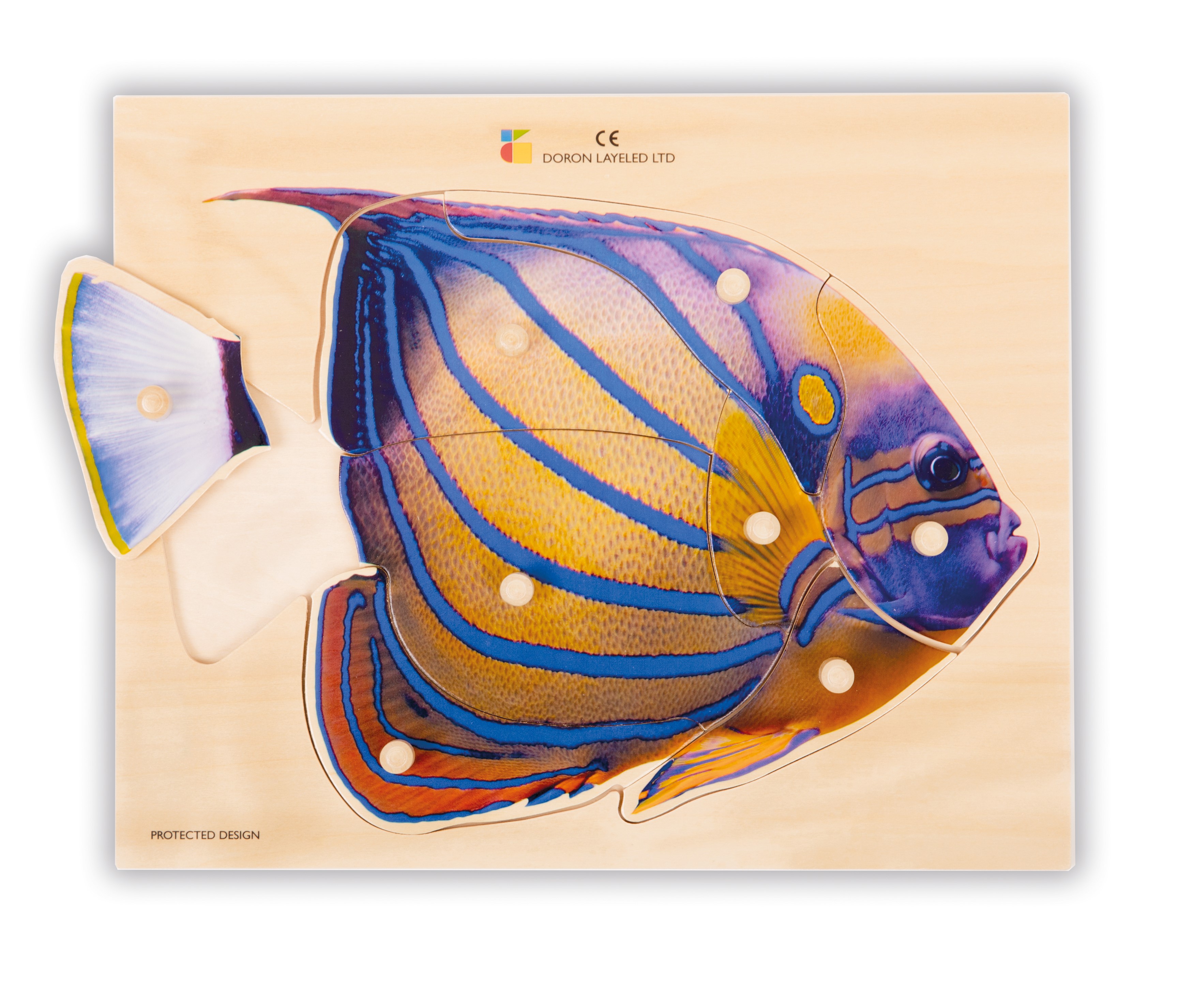 Holz-Puzzle Lila Fisch mit großen Griffen, ab 2 Jahre
