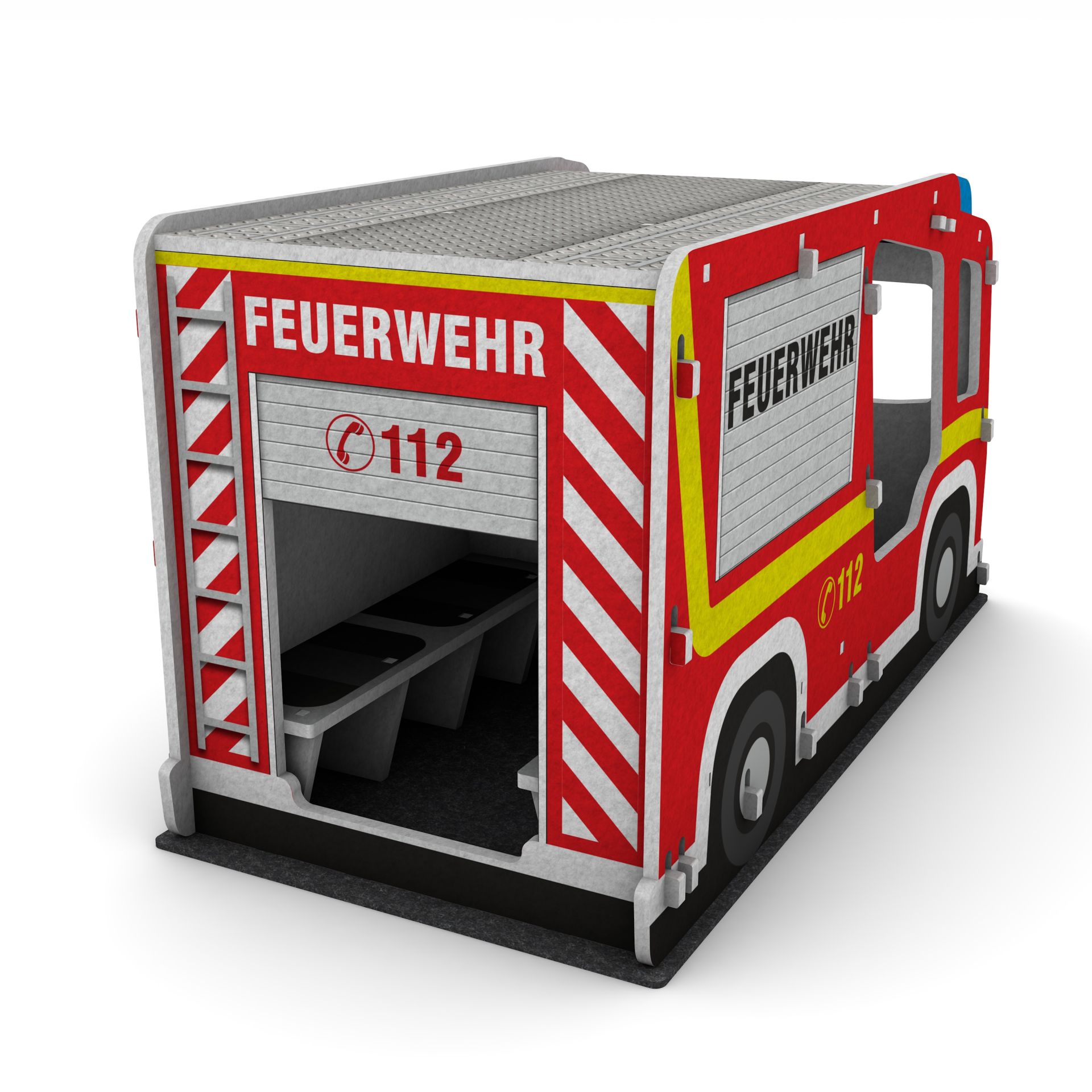 Schallschutz Spielhaus Feuerwehrauto, B1-zertifiziert, 100 x 111 x 205 cm