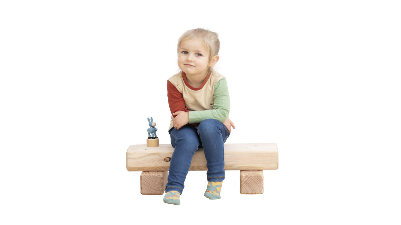 Kleine Sitzbank für Kinder "Stammplätzchen Horsti", aus Holz, 17,5 x 55 x 20 cm