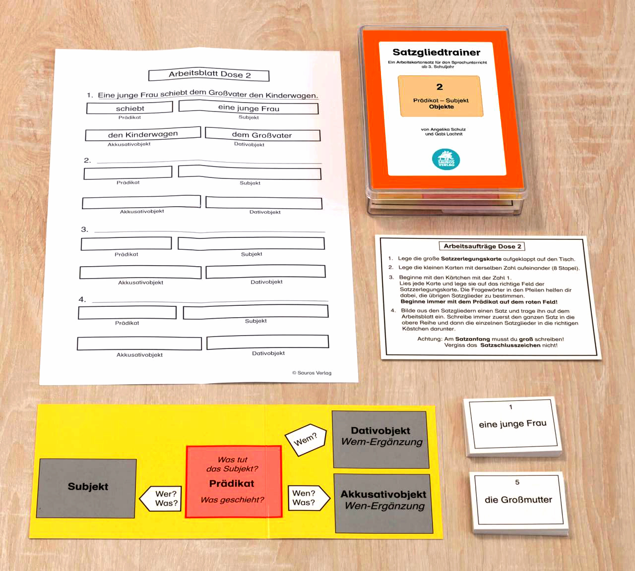 Satzgliedtrainer, Lernmaterial (3 Dosen), ab 3. Klasse