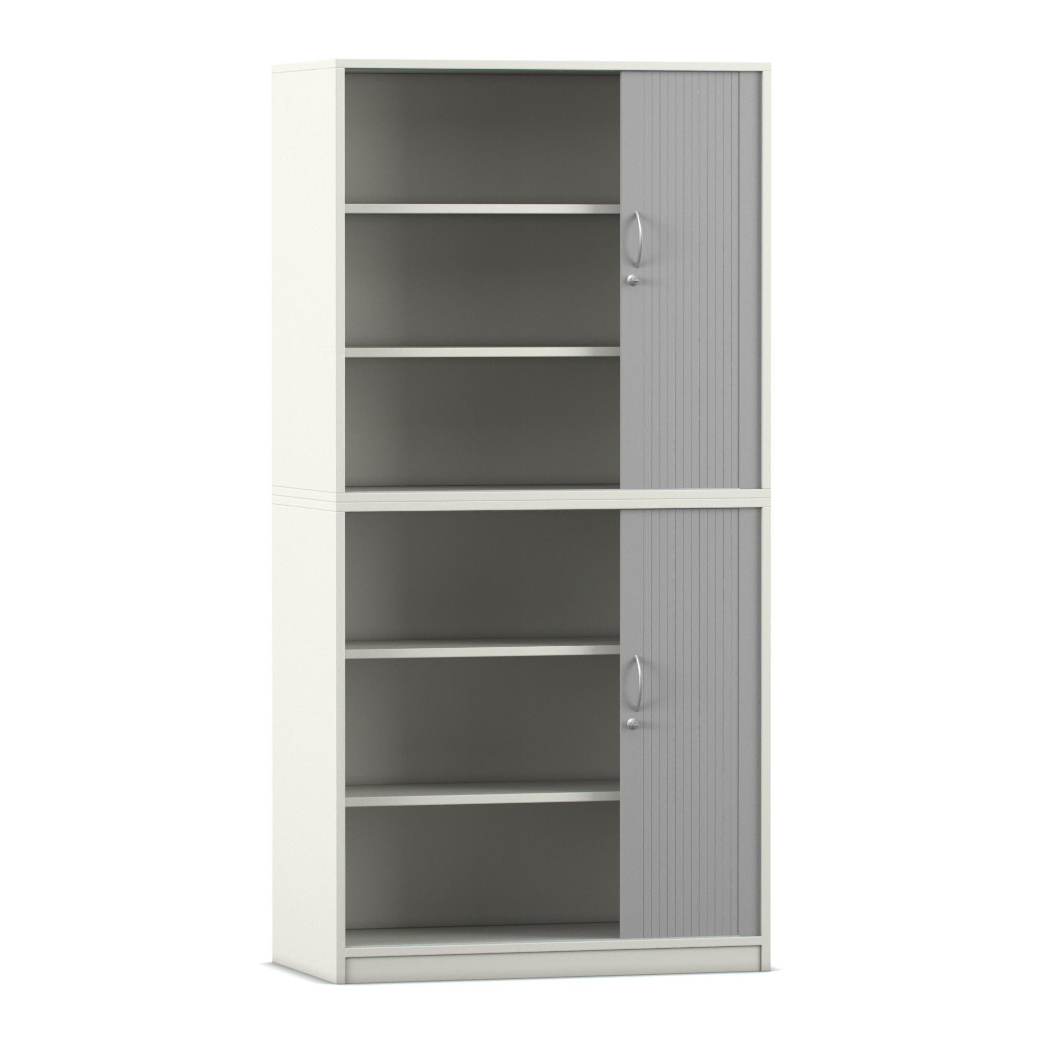 Flexeo® Rollladenschrank, weiß, 6 Fächer, 2 Türen, HxBxT: 190 x 94,4 x 48 cm