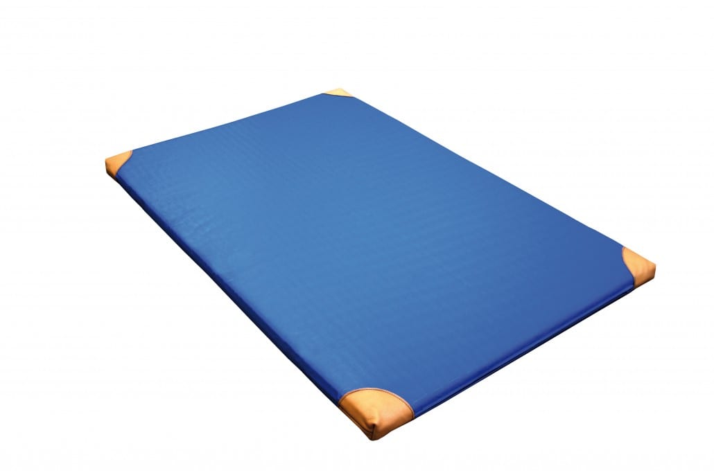 WEBO-Gerätturnmatte BLAU mit Lederecken, 200 x 100 x 6 cm